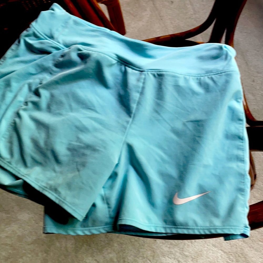 Blue tennis spandex shorts that look like a skirt